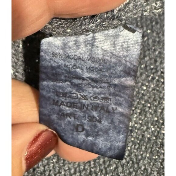 Gigi Moda Womens Sweater One Size OS Blue Sparkle Batwing Shimmer Metallic - Picture 3 of 5